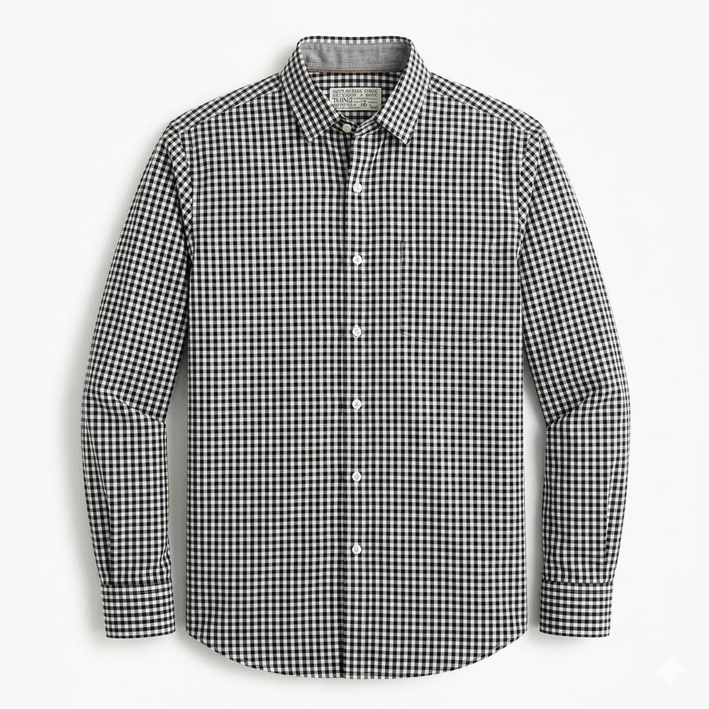 Shipley & Halmos Mens MEDIUM Black White Check Cotton Button Up Shirt - CJ